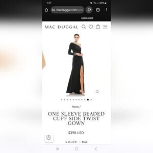 Mac Duggal NWT ONE SLEEVE BEADED CUFF SIDE TWIST GOWN in black size 8